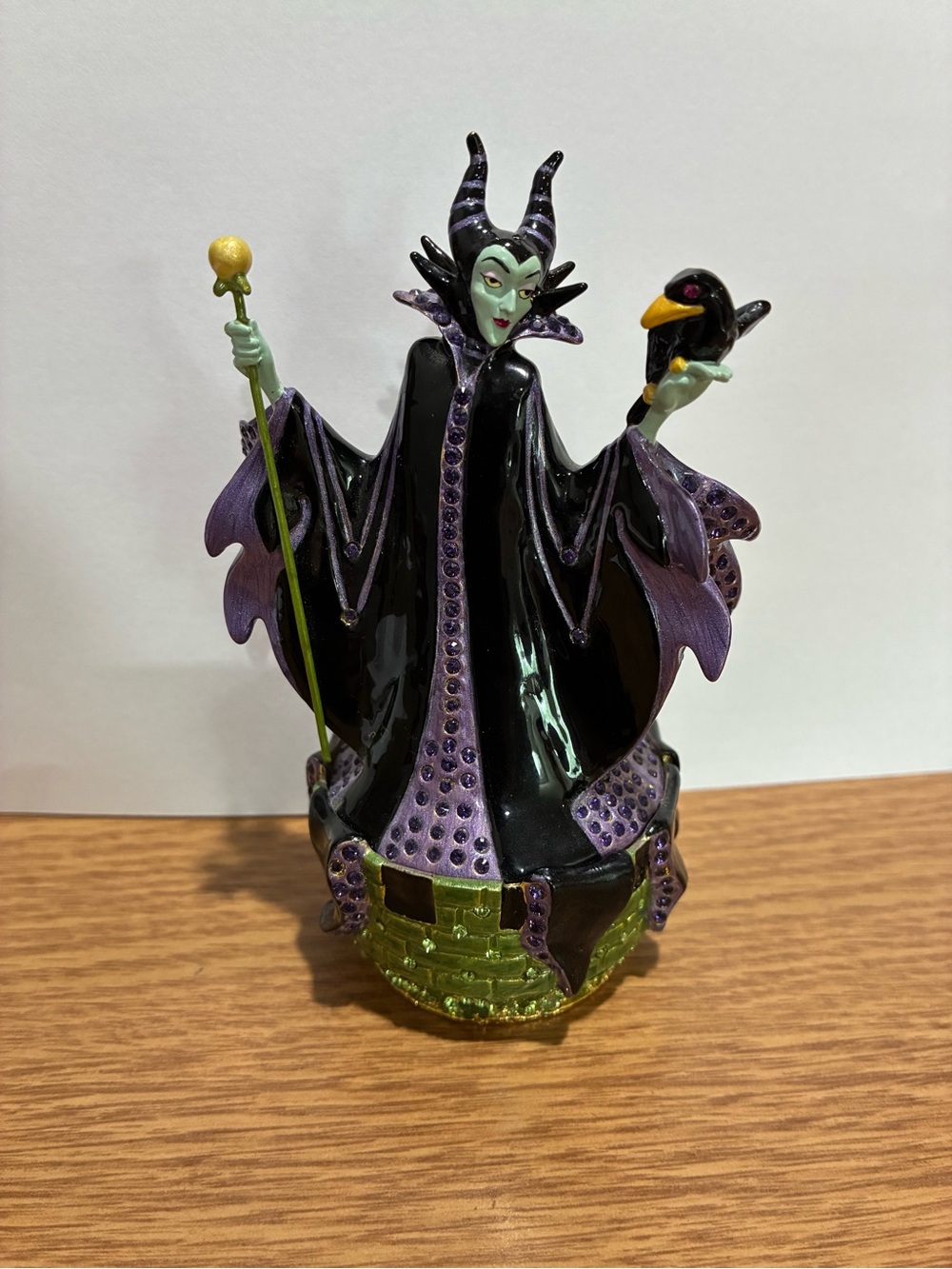 Arribas Brothers Jeweled Swarovski Maleficent & Diablo Disney Trinket Box Figure